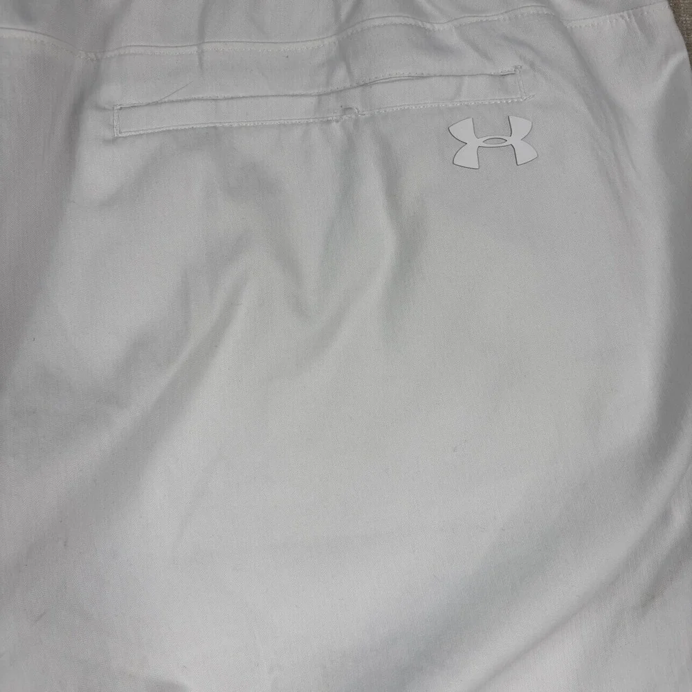 Under Armour Mens White Herringbone Golf Pants 42x30 Performance Trousers